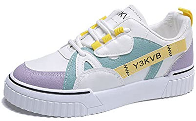 DEBAIJIA Sneakers Femme Baskets Chaussures De Course Blanc Chaussures Sport Running Décontractées Confortables EU 39 F-Jaune Rose