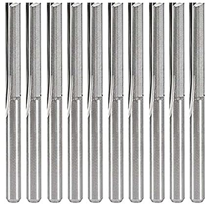 Bestgle 10pcs 1/8 Shank Straight Bit Flush Trim Slot Cutting Bit CNC End Mill Router Bits Set for Wood MDF PCB, 2 Flutes, 20mm Cutting Length (3.175 x 20mm)