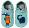 HOBEA-Germany Kitaschuhe Safestep, Kinderhausschuhe, Lederschuhe (Maus mit Elefant Regen mint, 28/29)