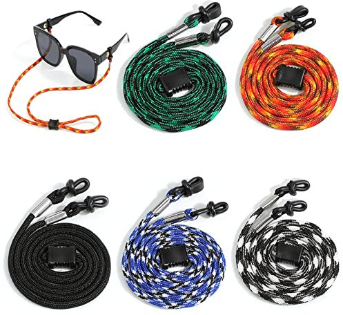 Hifot 5 pezzi Laccio cordino per occhialii,regolabile sport cinturino per occhiali da sole, Catenine e cordini Eyewear Cord Eyewear per Occhiali