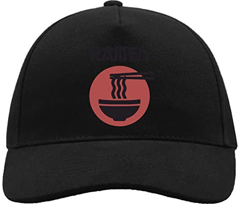 Unbekannt Minimalist Ramen Noodles Japanese Food Graphic Bequeme Unisex-Baseball-Truckerkappe aus gebürsteter Baumwolle mit Schnalle Schwarz