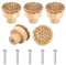 Prasacco 5 Pack Boho Rattan Drawer Knobs - Round Wood Handmade Woven Wicker Handles for Cabinets, Dressers, Furniture - Hardware Pulls Home Decor