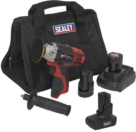 Sealey Cordless Polisher Kit Ø71mm 12V - 3 Batteries - CP1205KITB,Black