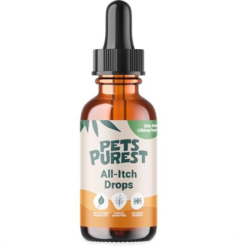 Pets Purest Allergy and Itch Immunity Support Supplement Drops for Dogs, Cats & Pets 50ml. 100% Natural Itchy Dog Skin Aid for Paw Licking, Itchy Ears, Irritation & Watery Eyes