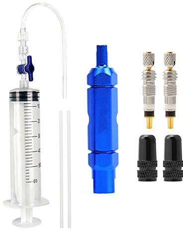 UBERMing 60Ml Fahrrad Tubeless Dichtmittel Injector Tubeless Reifendichtmittel Spritze Fahrrad Sealant Reifendichtmittel Injector mit Valve Core Removal Tool für Fahrradreparatur