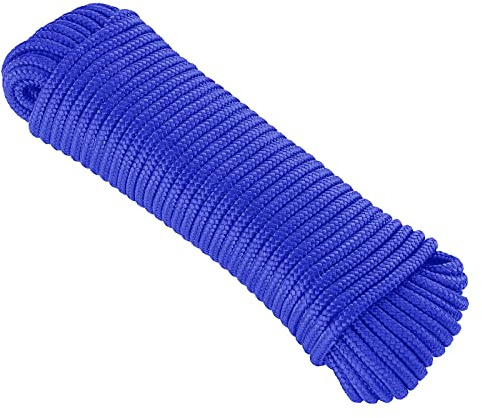 KuTi Kai 20M(64FT) Nylon Rope,Powerful Rope,Solid Nylon Line,Thick Multipurpose Durable Long Rope for Wedding,Fishing and DIY etc (8mm, Blue)