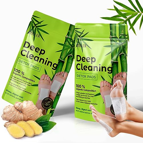 Rissler, 20 Entgiftungspflaster für die Füße - Natürliche Fußpads mit Bambusessig und Ingwerpulver für Tiefschlaf, Stressabbau und Körperreinigung - 100% natürliche Detox Fußpflaster, Einnahme 2022