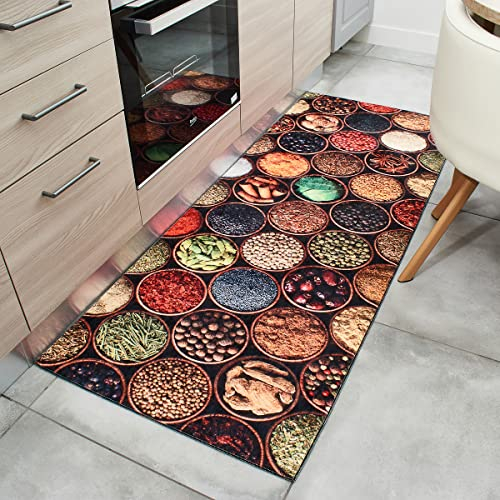 Nazar Küchenteppich, maschinenwaschbar, Kitchen, Durchgangsmatte, Badezimmerteppich, Teppich Flur (8465 Multi, 80 x 150 cm)