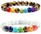 Senidea 2 Stück Chakra Armbänder 7 Chakren Armband Tigerauge Armbänder Natürliche Energiesteine Yoga Meditation Armband 8mm