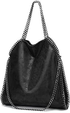 Aileese Damen-Handtaschen, weiches Leder, modisch, Designer-Griff oben, lässige Tasche, tragbare Kette, große Schultertaschen, Schwarz, Style 1 Schwarz, 13.5 inches