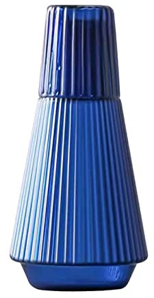 Vintage Glass Nightstand Carafe and Glass Set, 33 Oz Water Carafe with 5 Oz Tumbler Cup, Heat and Cold Resistant, Sapphire Blue