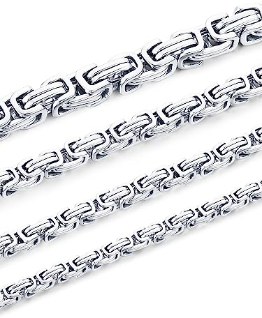 XIRUVE Königskette Breite 4mm/5mm/6mm/8mm, Länge 46-76cm Wählbar Kette Herren Edelstahl Halskette (S 4mm,51cm)