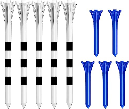 FINGER TEN Golf Tees Plastic Unbreakable Long Short 40 Driver Tees with 20 Iron Tees Mixed Pack，Golf Tee 3 1/4 2 3/4 1 1/2 Inch Flat Strong Durable Iron Shots Reduce Friction (Beige，2 3/4 and 1 1/2)