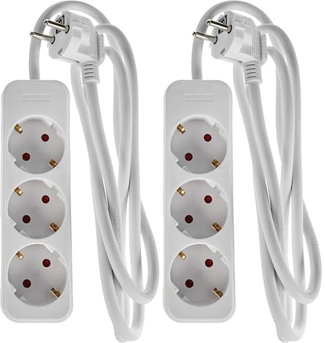 Meister Steckdosenleiste 3-Fach - 1,4 m Kabel - weiß - Kunststoffleitung - IP20 Innenbereich/Steckerleiste/Mehrfachsteckdose/Tischsteckdose/Tido 3-Fach / 7430010 (Packung mit 2)