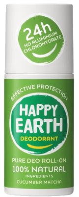 Happy Earth Deodorant - Für Damen und Herren - Deo Roller - 100% Natürliche Inhaltsstoffe & Vegan - Cucumber Matcha - 75 ML