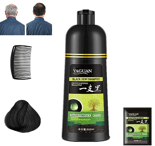 Donubiiu Yaguan Herbal Shampoo, Yaguan Black Dew Shampoo, Chao Canas Shampoo Super Bonita, Hair Dry Shampoo 3 in 1 Para Las Canas, Herbal Hair Coloring Shampoo (Black)