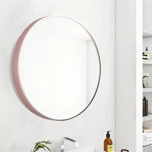DELURA Miroir pour Coiffeuse de Salle de Bain avec Support de Rangement, Miroir Mural de Salle de Bain Suspendu sans Poinçonnage (Color : Rose Gold, Size : 23.6 * 23.6 in)