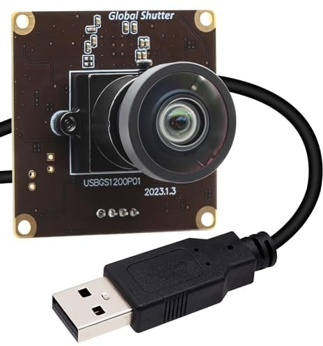 Svpro 2MP Global Shutter USB Kamera Board 90fps Hochgeschwindigkeits-Webcam-Modul mit verzerrungsfreiem 120 Grad Weitwinkel Zeitlupenkamera 1920x1200 AR0234 Kamera für Computer,Laptop,Android Gerät