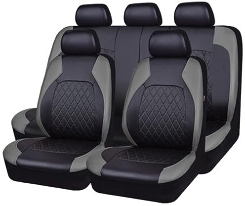 ICOBES Sitzbezüge Auto Leder Komplettset für BMW X1 F48 2015+, Wasserdichtes Sitzbezüge Auto Vordersitze und Rückbank Komplettset for Auto Zubehör Innenraum,A-Gray