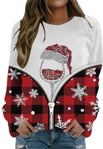 XTBFOOJ Weihnachten Pullover Damen Sweatshirt Jacke Damen mit Kapuze Weihnachtsmann Weihnachts-Sweatshirt tech Fleece Damen Couple dupes Taschen peso Hoodie kunstfell Jacke Damen