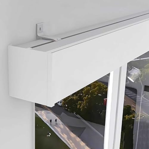 Vorhangschiene Vorhangkastenvolant Wandgardinenschiene, 12 x 12 cm Weißer Vorhangkasten-Querbehang, Vorhangstangenstange aus Aluminiumlegierung, 1 m bis 7 m Lange Raumteilerschienen(350cm/11.5ft)
