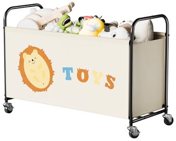 GRANNY SAYS Juguetero con ruedas, 135L organizador de juguetes extra grande, caja de juguetes con rueda, contenedor de juguetes para niños cuarto de niños la organización de los juguetes, Beige