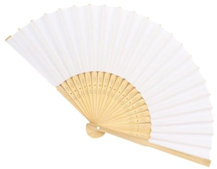 White Paper Fans - White Folding Fan | Portable Foldable Paper Fan White Color | | White Handheld Wedding Guest Fans | Paper Hand Fan | Wooden Folding Fan| Chinese Fans For Wedding Party Favors,