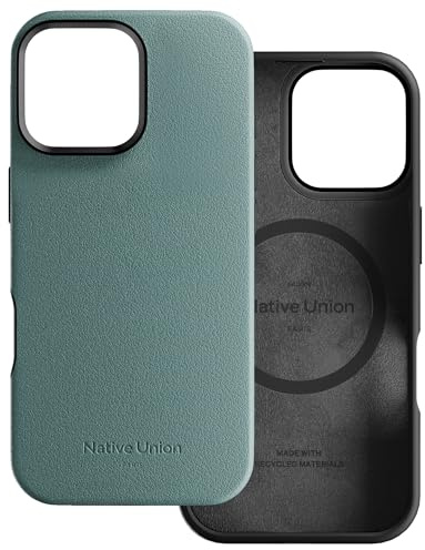 Native Union Custodia Attiva – Compatibile con MagSafe e Magneti Integrati – Design Robusto – Materiali Riciclati – Protezione Anticaduta fino a 10ft per iPhone 16 Pro Max (Verde Ardesia)
