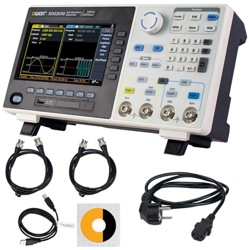 OWON Generatore di funzioni XDG2030, generatore di segnale, 2 canali, 30 MHz, generatore di onda arbitraria, generatore di segnale 500 MSa/s, generatore di segnale Waveform generatore con schermo TFT