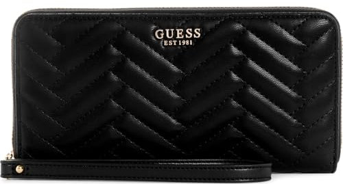 GUESS Damen Anning Large Zip Around Wallet Große Geldbörse mit Reißverschluss, Clutch, Schwarz