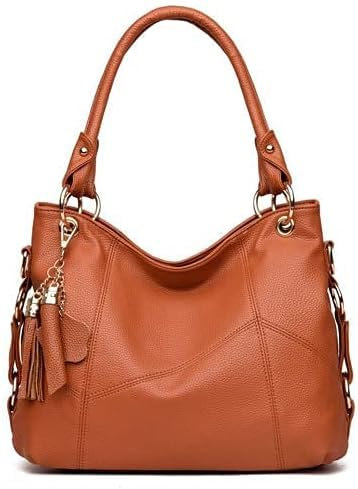 HSHTTKL Handtasche mit großem Fassungsvermögen und Quasten-Anhänger, wasserdicht, Vintage-Stil, One-Shoulder-Crossbody-Tasche, Unterarmtasche