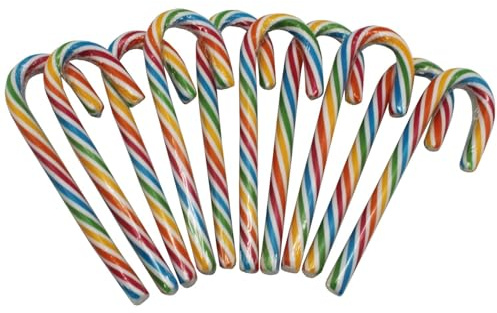 Candy Canes Rainbow – 10 Stück einzeln verpackte bunte Zuckerstangen, 28g – Fröhliche Regenbogen-Farben, ideal für Weihnachten