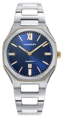 Viceroy Reloj Laura Escanes para Mujer, Caja de Acero, Doble Bisel IP Dorado, Cristal Zafiro, Ref. 45000-33