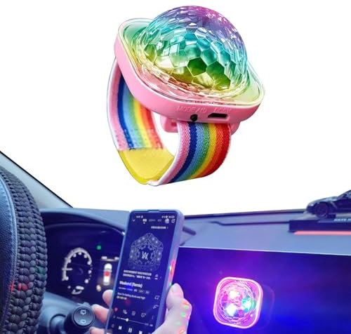 Generic Soundaktivierte LED Discokugel | Disco Ball | Magische Lichtkugel | Tragbare Spiegelkugel | USB Disco Licht Armband | Pink | ABS + Polycarbonat