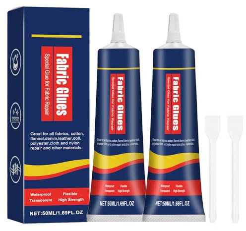 2 Stück Textilkleber Waschmaschinenfest,Stoffkleber Textilkleber,Leder Kleber,Waschbar Textilkleber für Stoffe,50ml Textilkleber Extra Stark,Geeignet für Stoff,Baumwolle,Leder,Jeans