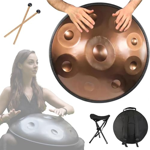 Mavdecll 22 -Zoll -Handpan -Trommel, 9 Notizen Percussion Instrument, 440Hz D Minor Stahlhandtrommel Produziert Angenehme Resonanz, Hochwertiger Stahl Für Straßenmusik