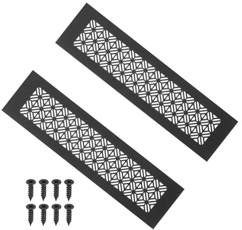 PATIKIL 12 x 3 Inch Door Air Vent Cover, 2 Pcs Heavy Duty Aluminum Grille Ventilation Cover Louvered with Mounting Screws for Cabinet Wardrobe Door, Black