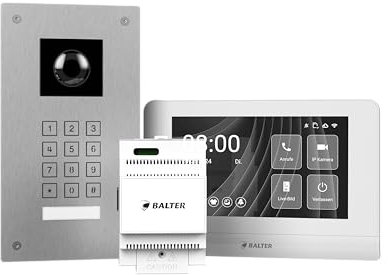 Balter Entri LN Set - Stainless Steel HD Video Door Intercom with Numeric Keypad for 1 Family House 7 Inch LCD Monitor Flush-Mounted