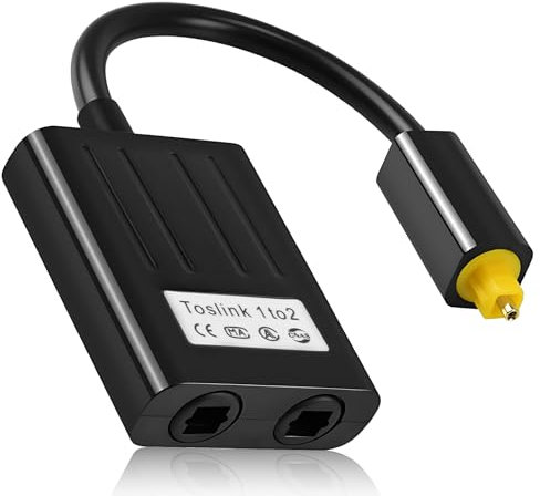 teasteam Répartiteur Cable Fibre Optique Audio,1 Entre 2 Sorties 0.25M Adaptateur Toslink Diviseur de Câble pour Barre, TV, DVD, Amplificateur, Barre De Son (Noir)