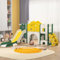 Scivolo per bambini, 7 in 1, grande scivolo per interni ed esterni, per bambini, con parco giochi, cestino da basket, scivolo lungo e telaio per arrampicata autoportante (7 in 1 giallo-1)