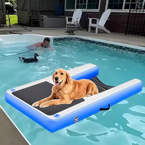 YANGYMM Rampe Gonflable pour Chien, Rampe de Piscine pour Grands Chiens, Rampes Bateau AntidéRapantes Eva, Rampes Ponton pour Piscines, Bateaux Quais,Blue-150X100X10cm