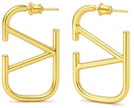 ZHUOMOT V Ohrringe Gold Hypoallergene Goldene Ohrringe Damen, Buchstabe V Geometrische Silber 925 Vergoldete Damenohrringe, Schmuck Geschenke für Frauen Geschenke Für Mama