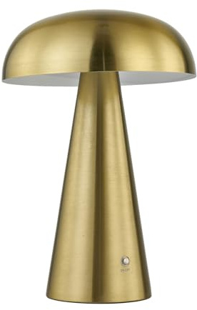 firstchoicelighting Antique Brass LED Rechargeable Touch Table Lamp, Wireless Bedside Light, USB Charging Cable Included, Height 29.5cm