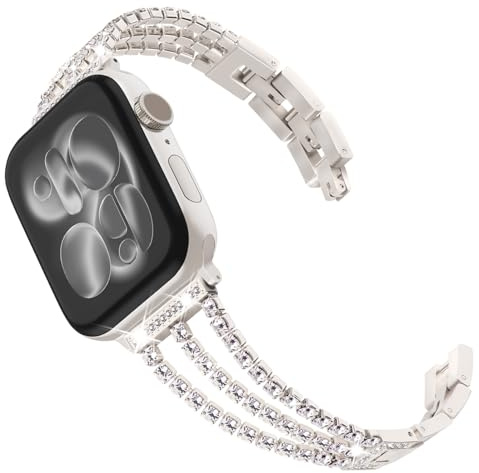 KADES Bracelet à maillons pour femme compatible avec Apple Watch 42 mm (Series 10 11) 41 mm, 40 mm, 38 mm, bracelet de rechange en acier inoxydable diamant scintillant pour iWatch SE 3 2 1, Series 11