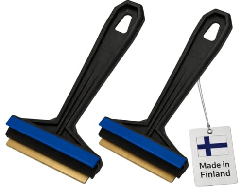 Quentus Group Eiskratzer Auto Murska – Scheibenkratzer mit Messingklinge – 2er Set – Robuster Eisschaber für Windschutzscheibe – Winter Auto Zubehör – Made in Finland