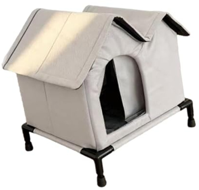 Colcolo Insulated Outdoor Cat House Waterproof for Outdoor Cats Kitty Duplex with Double Roof Pet House Dog House Bed Warm Elevated Feet Stray Cat Shelter for Barn Porch Outside Cats Tent with Legs, L