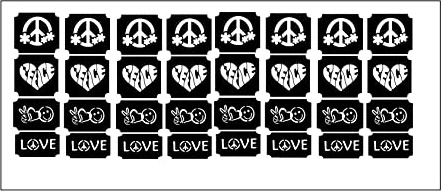 Hippy Groovy Peace Collections (Hippy Peace love Tattoo stencil c2)
