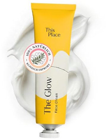This Place The Glow Creme, Feuchtigkeitsspendend, 60 ml | Entzündungshemmende Gesichtscreme mit Zimtrinde und Hyaluronsäure, Für Alle Hauttypen
