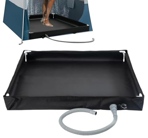 Bac de douche avec collection de drains – Base de douche portable pliante, unité de bain sur pied avec système de drainage | Caractéristique matérielle durable, objectif de débit d'eau , publi