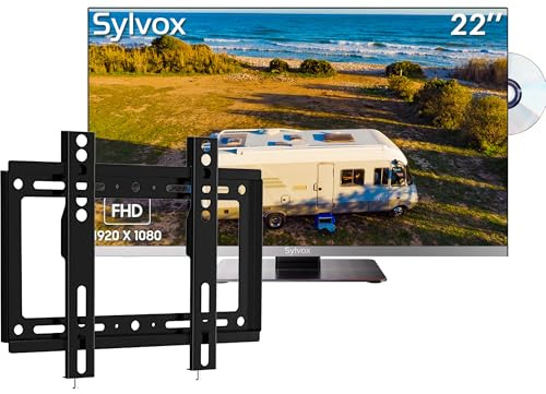 SYLVOX TV 12V 1080P LED Televisión | Gama de Frecuencias 48.25MHz-863.25MHz | Función de Radio FM | Imágenes nítidas y Audio Envolvente DVB-C/T2/S2 Ci+| Reproductor de DVD Integrado|Temporizador|EPG